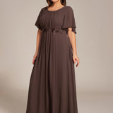 ever ASPYN|Robe de soirée trapèze à manches courtes et appliques plissées