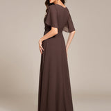 ever ASPYN|Robe de soirée trapèze à manches courtes et appliques plissées