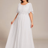 ever ASPYN|Robe de soirée trapèze à manches courtes et appliques plissées