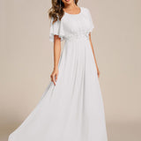 ever ASPYN|Robe de soirée trapèze à manches courtes et appliques plissées
