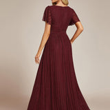ever DAPHNE|Robe de soirée formelle scintillante à manches courtes et col en V