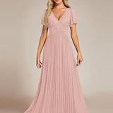 ever DAPHNE|Robe de soirée formelle scintillante à manches courtes et col en V