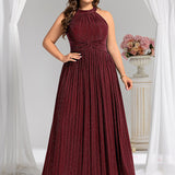 ever EVERLAINE|Robe de soirée formelle scintillante à col licou avec silhouette trapèze