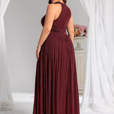 ever EVERLAINE|Robe de soirée formelle scintillante à col licou avec silhouette trapèze