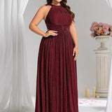 ever EVERLAINE|Robe de soirée formelle scintillante à col licou avec silhouette trapèze