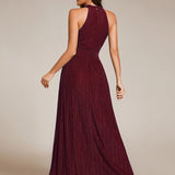 ever EVERLAINE|Robe de soirée formelle scintillante à col licou avec silhouette trapèze