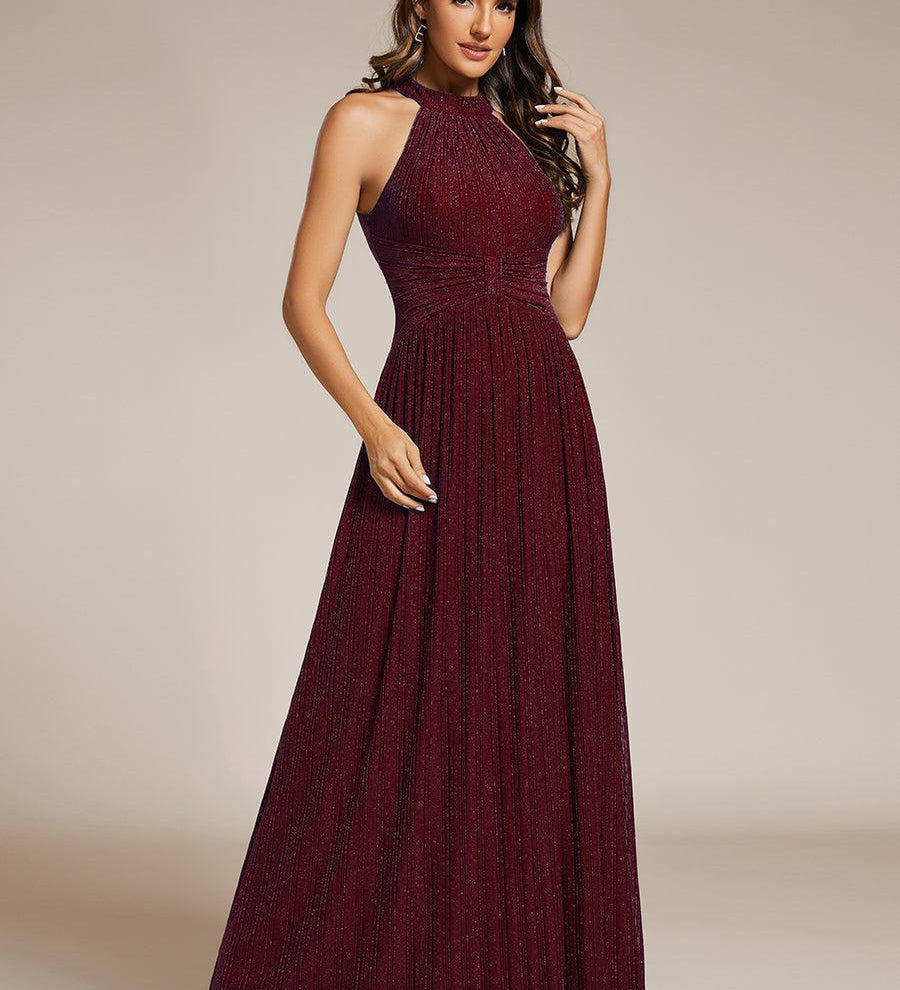 ever EVERLAINE|Robe de soirée formelle scintillante à col licou avec silhouette trapèze