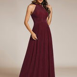 ever EVERLAINE|Robe de soirée formelle scintillante à col licou avec silhouette trapèze