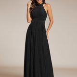 ever EVERLAINE|Robe de soirée formelle scintillante à col licou avec silhouette trapèze