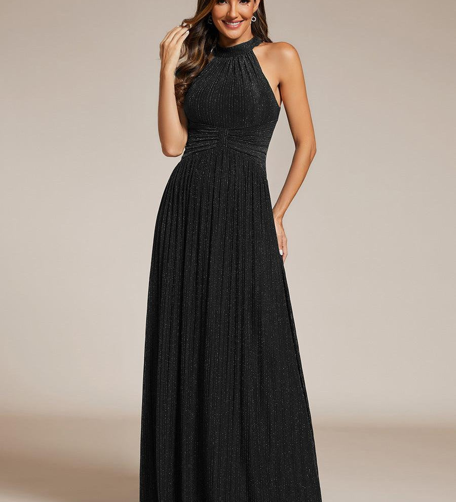 ever EVERLAINE|Robe de soirée formelle scintillante à col licou avec silhouette trapèze