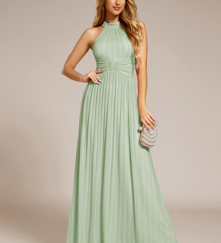 ever EVERLAINE|Robe de soirée formelle scintillante à col licou avec silhouette trapèze