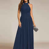 ever EVERLAINE|Robe de soirée formelle scintillante à col licou avec silhouette trapèze