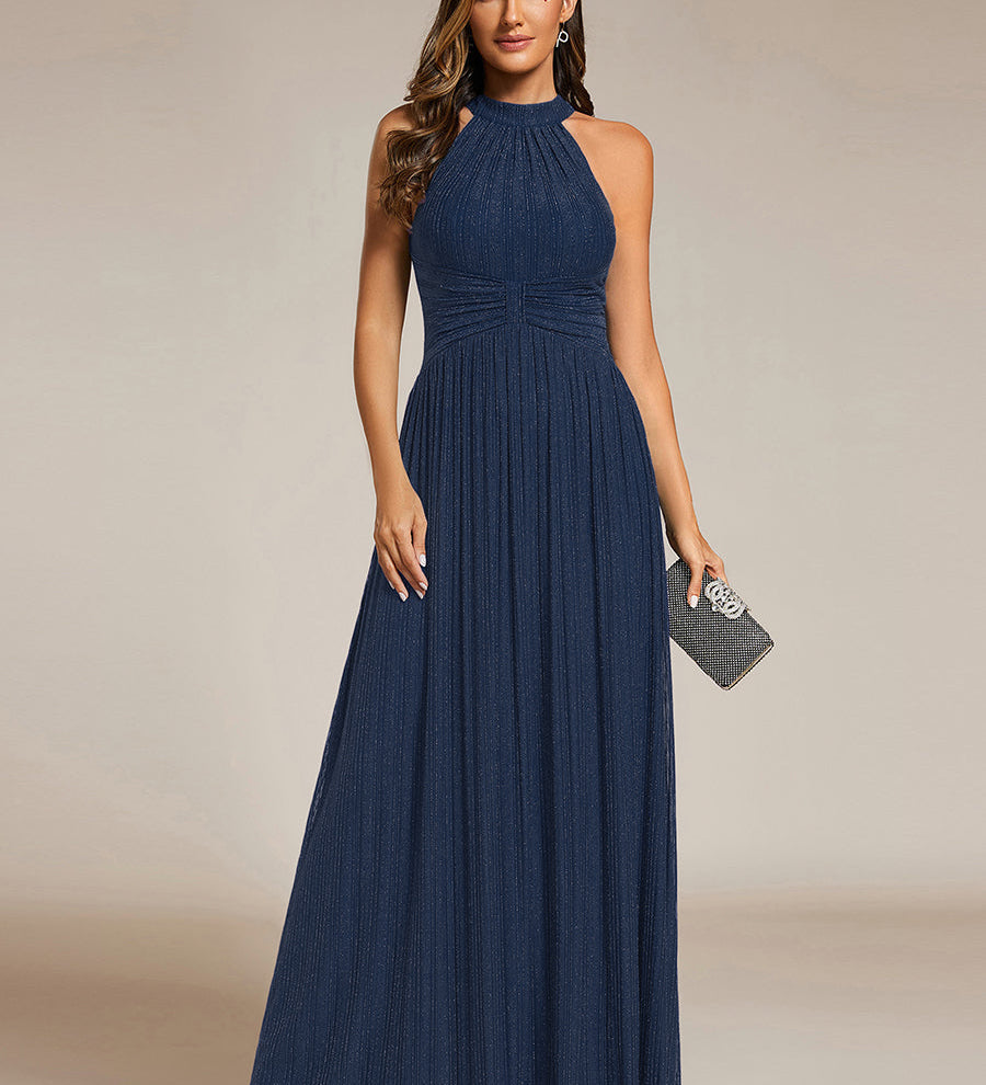 ever EVERLAINE|Robe de soirée formelle scintillante à col licou avec silhouette trapèze