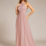 ever EVERLAINE|Robe de soirée formelle scintillante à col licou avec silhouette trapèze