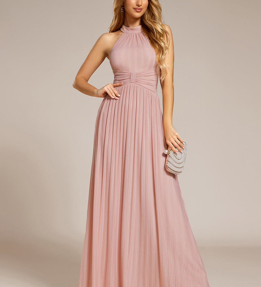ever EVERLAINE|Robe de soirée formelle scintillante à col licou avec silhouette trapèze