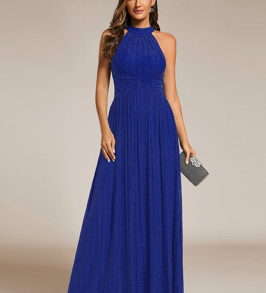 ever EVERLAINE|Robe de soirée formelle scintillante à col licou avec silhouette trapèze
