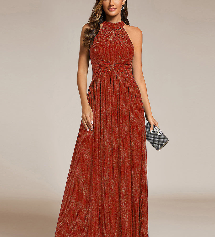 ever EVERLAINE|Robe de soirée formelle scintillante à col licou avec silhouette trapèze