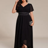ever DAKOTA|Robe de soirée formelle en mousseline de soie à double col en V et taille ajustée