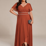 ever DAKOTA|Robe de soirée formelle en mousseline de soie à double col en V et taille ajustée