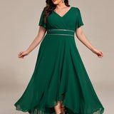 ever DAKOTA|Robe de soirée formelle en mousseline de soie à double col en V et taille ajustée