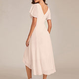 ever FAYE|Robe d'invitée de mariage chic à avec col en V et à manches courtes