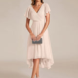 ever FAYE|Robe d'invitée de mariage chic à avec col en V et à manches courtes