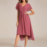 ever FAYE|Robe d'invitée de mariage chic à avec col en V et à manches courtes
