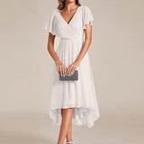 ever FAYE|Robe d'invitée de mariage chic à avec col en V et à manches courtes