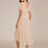 ever FAYE|Robe d'invitée de mariage chic à avec col en V et à manches courtes