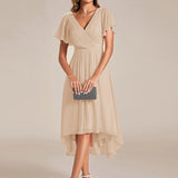 ever FAYE|Robe d'invitée de mariage chic à avec col en V et à manches courtes