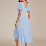 ever FAYE|Robe d'invitée de mariage chic à avec col en V et à manches courtes