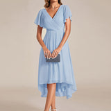 ever FAYE|Robe d'invitée de mariage chic à avec col en V et à manches courtes