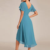 ever FAYE|Robe d'invitée de mariage chic à avec col en V et à manches courtes