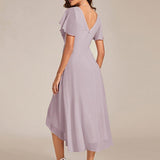 ever FAYE|Robe d'invitée de mariage chic à avec col en V et à manches courtes