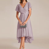 ever FAYE|Robe d'invitée de mariage chic à avec col en V et à manches courtes