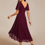 ever FAYE|Robe d'invitée de mariage chic à avec col en V et à manches courtes
