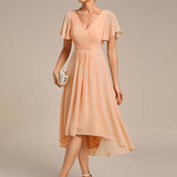 ever FAYE|Robe d'invitée de mariage chic à avec col en V et à manches courtes