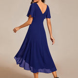 ever FAYE|Robe d'invitée de mariage chic à avec col en V et à manches courtes