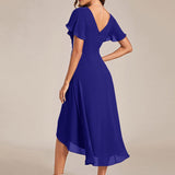 ever FAYE|Robe d'invitée de mariage chic à avec col en V et à manches courtes