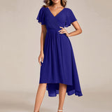 ever FAYE|Robe d'invitée de mariage chic à avec col en V et à manches courtes