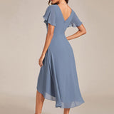 ever FAYE|Robe d'invitée de mariage chic à avec col en V et à manches courtes