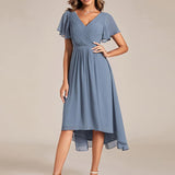 ever FAYE|Robe d'invitée de mariage chic à avec col en V et à manches courtes