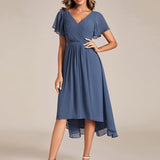 ever FAYE|Robe d'invitée de mariage chic à avec col en V et à manches courtes