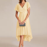ever FAYE|Robe d'invitée de mariage chic à avec col en V et à manches courtes