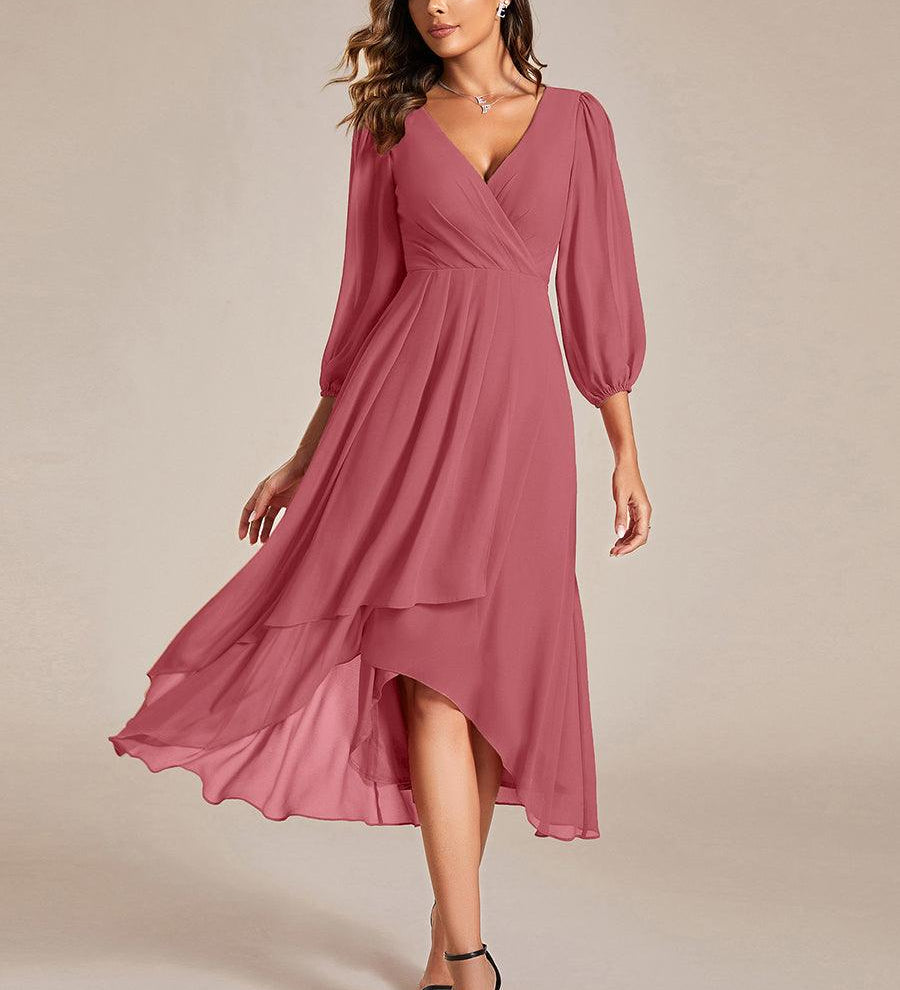 ever BRIAR|Robe de soirée en mousseline avec col en V et manches 3/4 élégantes