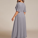 ever DAHLIA|Robe d'invité de mariage mi-longue en mousseline à col en V avec appliques à la taille