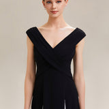 ever ONYX|Robe longue à encolure en V à manches courtes avec détails froncés en patchwork
