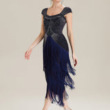 ever LUMINE|Robe midi à bretelles en forme de fourreau ornée de perles et de sequins avec décolleté carré