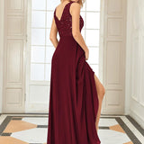 Robes de soirée sexy en mousseline de soie maxi haut-bas avec paillettes