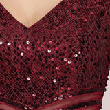 Robes de soirée sexy en mousseline de soie maxi haut-bas avec paillettes